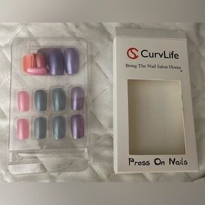 Pastel Square CurvLife Nail Kit | 24-Piece Press On Nails | New
